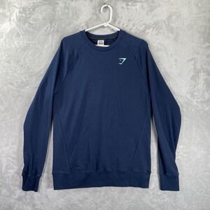 Gymshark Sweatshirt men's Medium Bold Crew Neck Pullover Blue Slim Lightweight